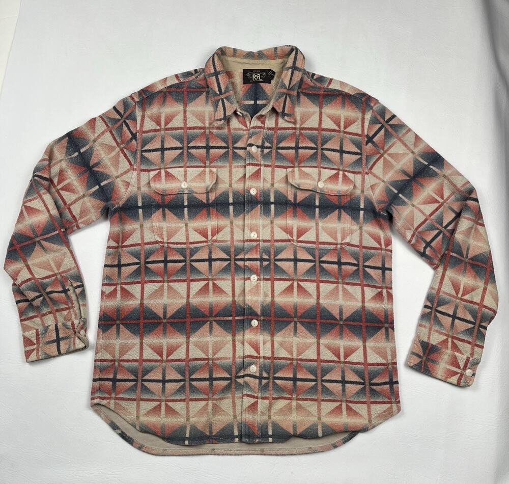 RRL Double RL Shirt Mens Large Multicolor Southwestern Navajo Aztec Overshirt